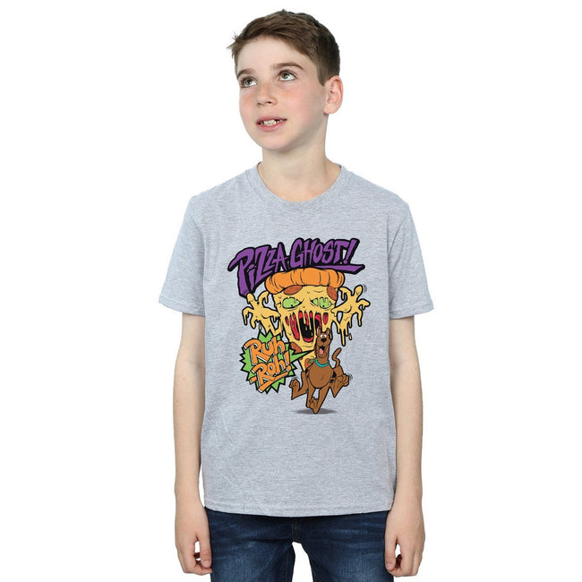 Sports Grey - Front - Scooby Doo Boys Pizza Ghost T-Shirt