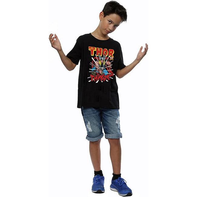 Black - Side - Thor Boys Thwak Cotton T-Shirt