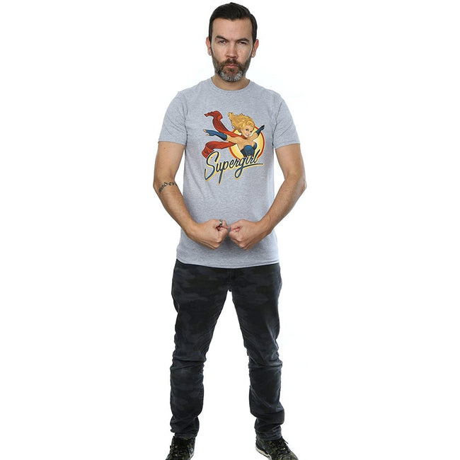 Heather Grey - Side - DC Bombshells Mens Supergirl Button Heather T-Shirt