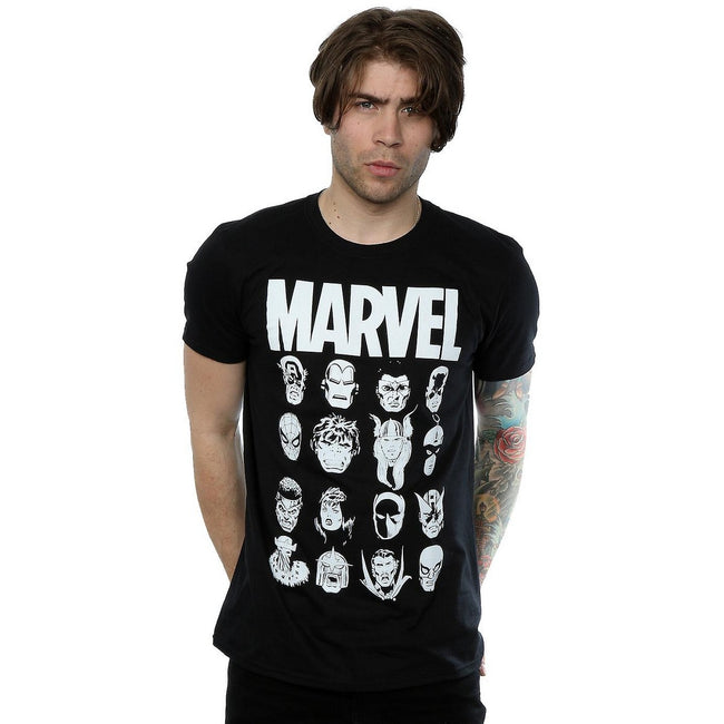 Black - Back - Marvel Comics Mens Head Cotton T-Shirt