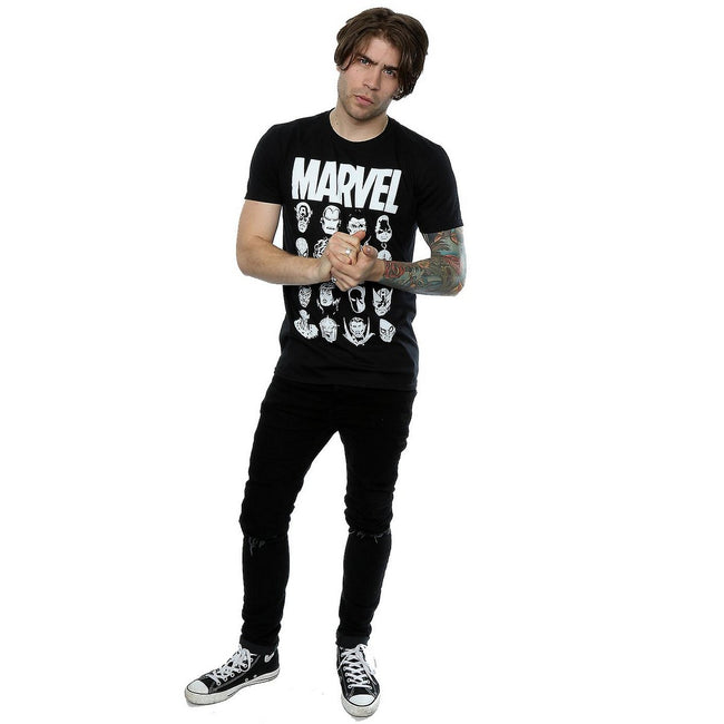 Black - Side - Marvel Comics Mens Head Cotton T-Shirt