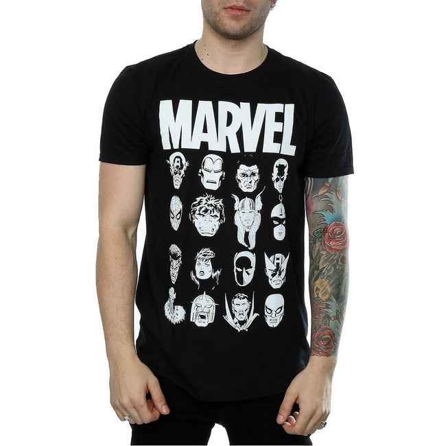 Black - Front - Marvel Comics Mens Head Cotton T-Shirt
