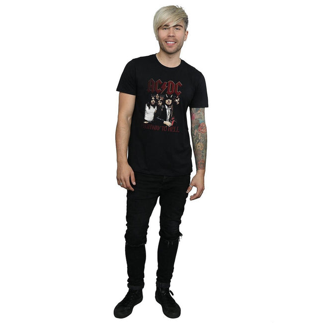 Black - Side - AC-DC Mens Highway To Hell Cotton T-Shirt