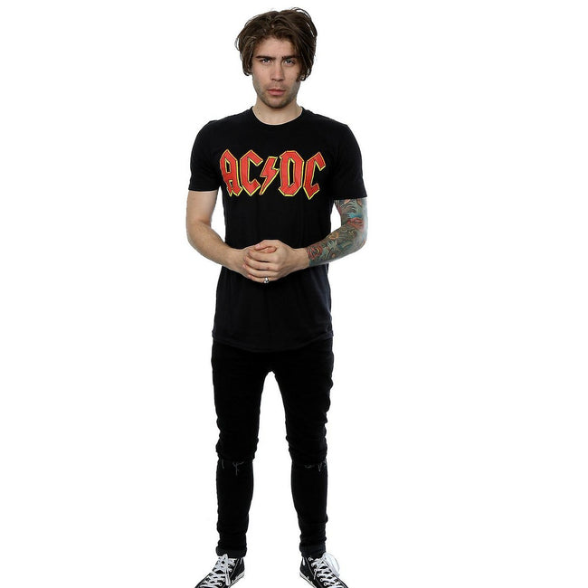 Black-Red - Side - AC-DC Mens Logo Cotton T-Shirt