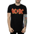 Black-Red - Front - AC-DC Mens Logo Cotton T-Shirt