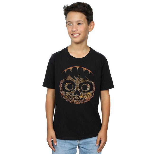 Black - Back - Coco Boys Miguel Face Cotton T-Shirt
