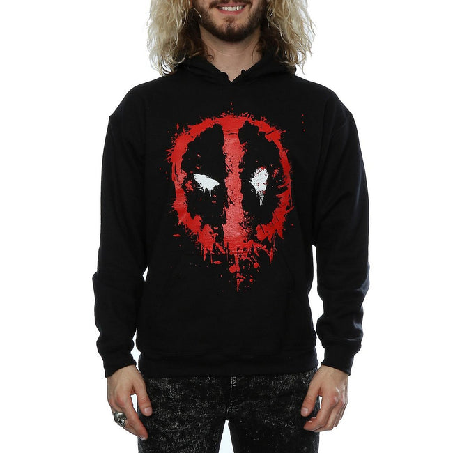 Black - Side - Deadpool Mens Splat Face Cotton Hoodie