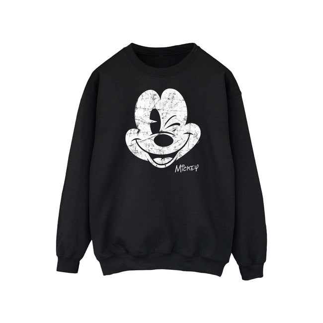 Black - Front - Disney Mens Mickey Mouse Face Sweatshirt