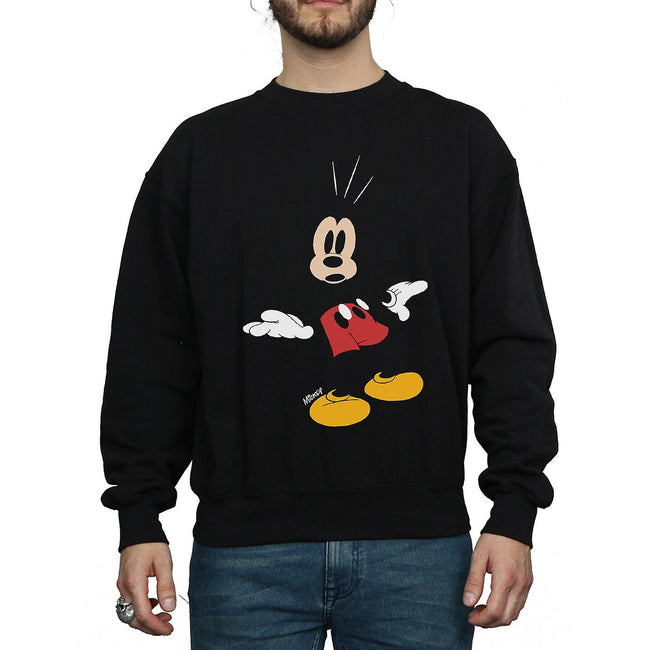 Black - Side - Disney Mens Mickey Mouse Surprised Cotton Sweatshirt