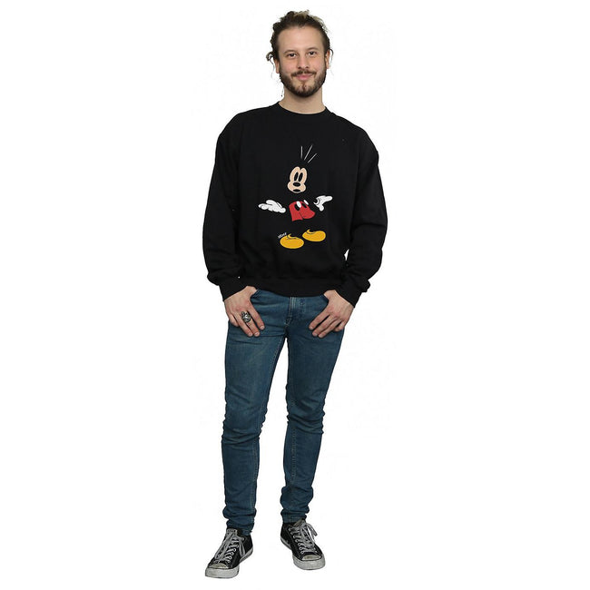 Black - Lifestyle - Disney Mens Mickey Mouse Surprised Cotton Sweatshirt