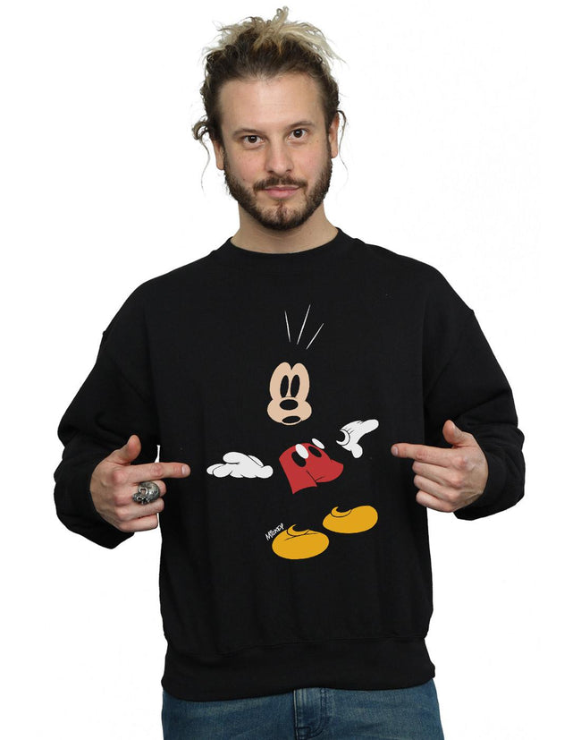 Black - Pack Shot - Disney Mens Mickey Mouse Surprised Cotton Sweatshirt