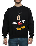 Black - Close up - Disney Mens Mickey Mouse Surprised Cotton Sweatshirt