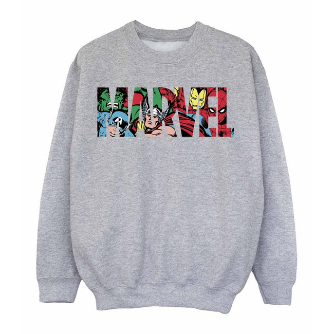 Sports Grey - Front - Marvel Comics Boys Character Infill Logo Sweatshirt
