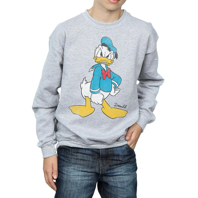 Sports Grey - Back - Disney Boys Angry Donald Duck Sweatshirt