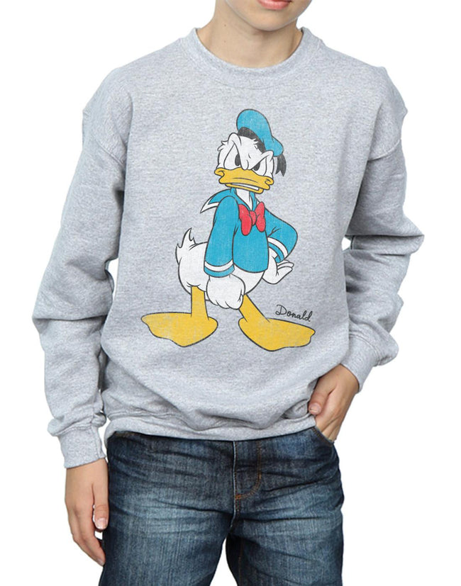 Sports Grey - Pack Shot - Disney Boys Angry Donald Duck Sweatshirt