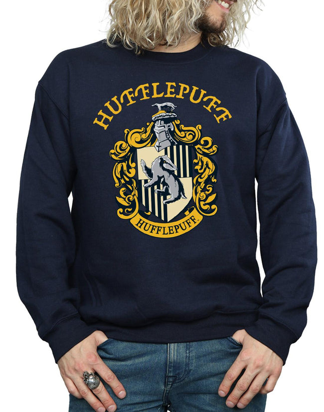 Navy Blue - Side - Harry Potter Mens Hufflepuff Cotton Sweatshirt