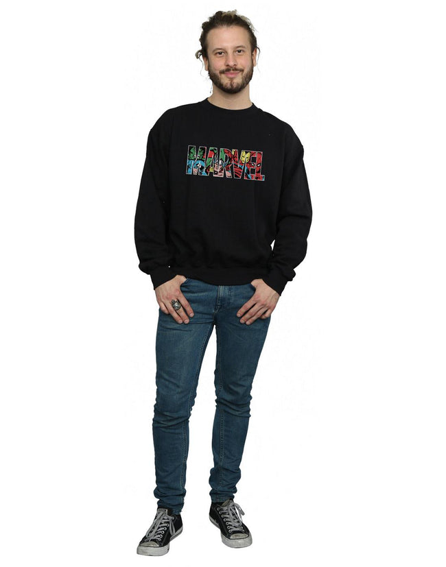 Black - Close up - Marvel Comics Mens Infill Logo Sweatshirt