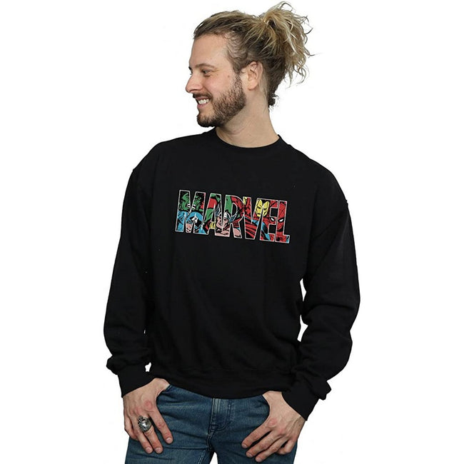 Black - Back - Marvel Comics Mens Infill Logo Sweatshirt
