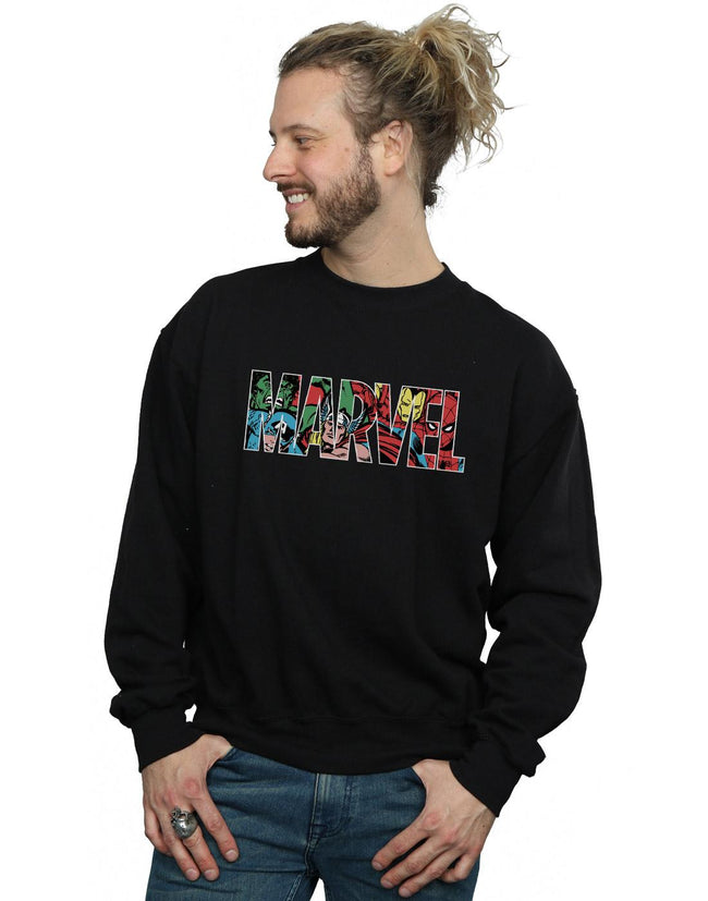 Black - Lifestyle - Marvel Comics Mens Infill Logo Sweatshirt