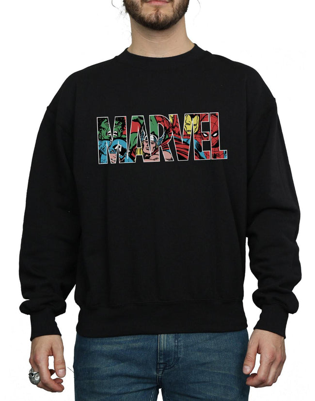 Black - Pack Shot - Marvel Comics Mens Infill Logo Sweatshirt