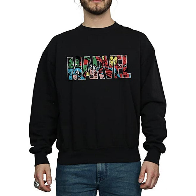 Black - Front - Marvel Comics Mens Infill Logo Sweatshirt