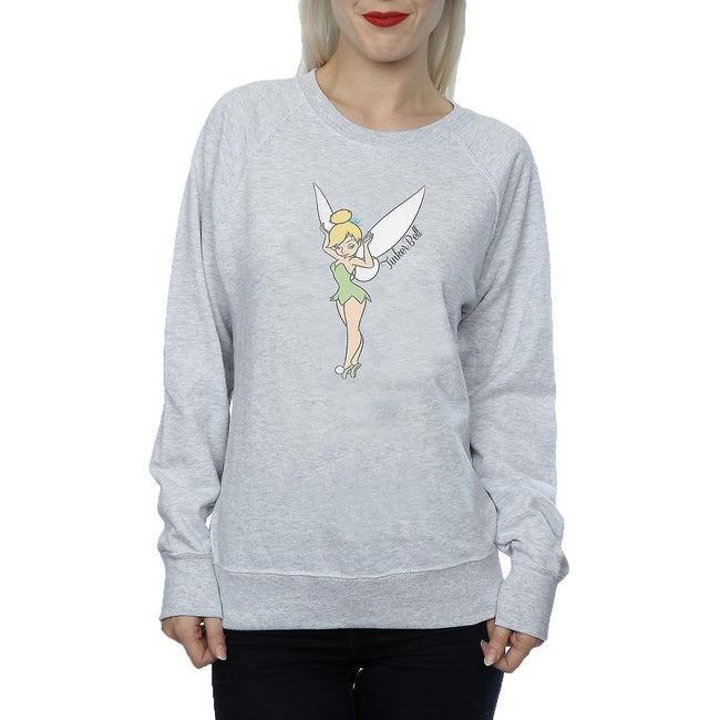 Heather Grey - Back - Tinkerbell Womens-Ladies Classic Sweatshirt