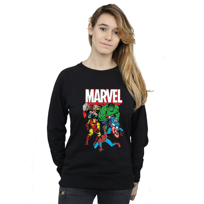 Black - Back - Marvel Comics Womens-Ladies Group Shot Sweatshirt