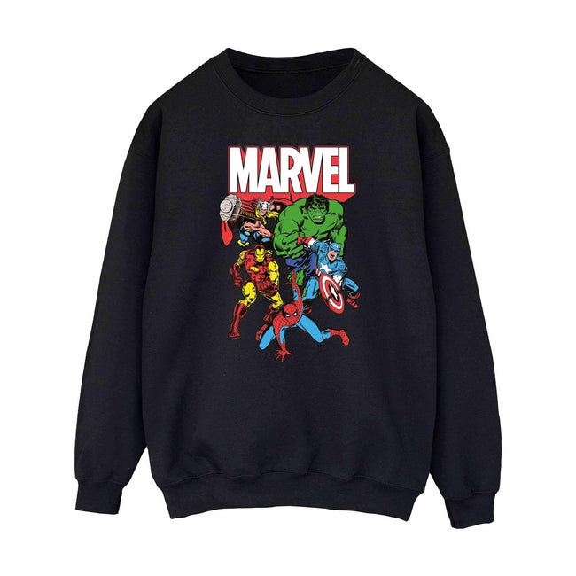 Black - Front - Marvel Comics Womens-Ladies Group Shot Sweatshirt