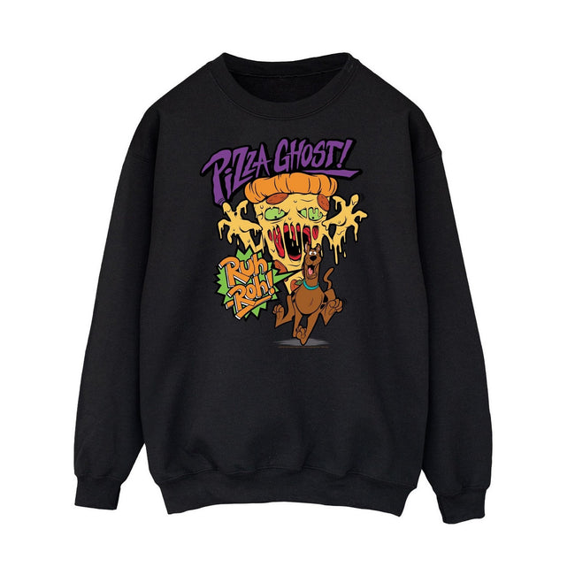 Black - Front - Scooby Doo Mens Pizza Ghost Sweatshirt