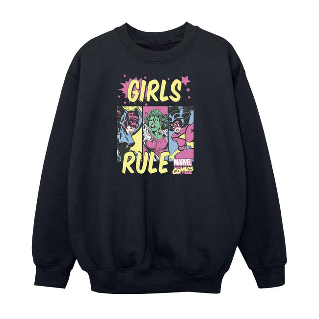 Black - Front - Marvel Comics Girls Rule Sweatshirt
