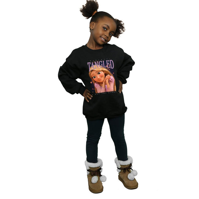 Black - Side - Tangled Girls Rapunzel Montage Sweatshirt