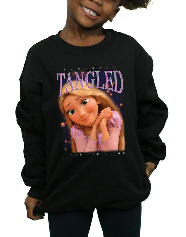 Black - Pack Shot - Tangled Girls Rapunzel Montage Sweatshirt