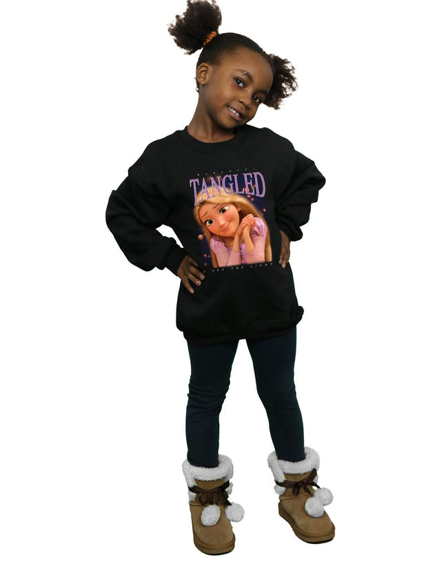 Black - Close up - Tangled Girls Rapunzel Montage Sweatshirt