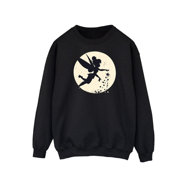 Black - Front - Tinkerbell Womens-Ladies Moon Sweatshirt