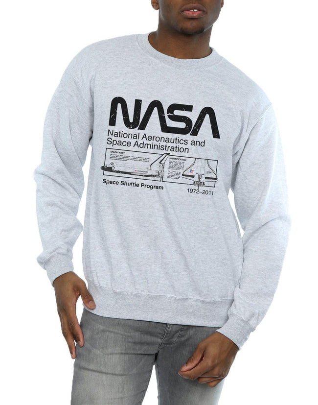 Sports Gray - Side - NASA Mens Space Shuttle Sweatshirt