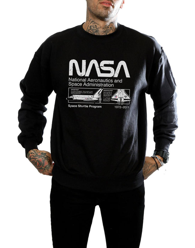Black - Side - NASA Mens Space Shuttle Sweatshirt