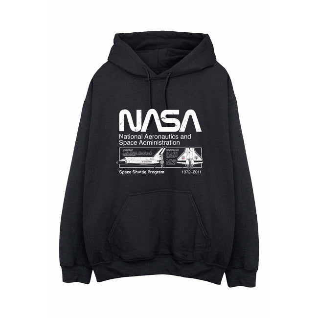 Black - Front - NASA Womens-Ladies Space Shuttle Hoodie