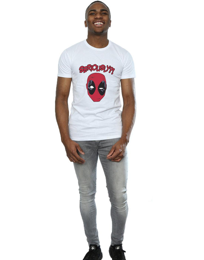 White - Close up - Deadpool Mens Seriously Cotton T-Shirt