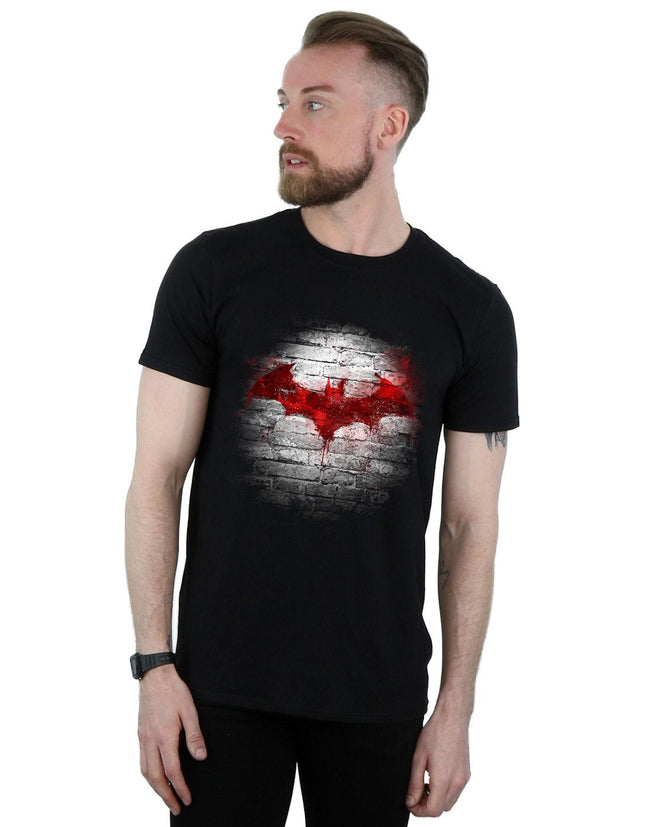 Black - Side - Batman Mens Wall Cotton Logo T-Shirt