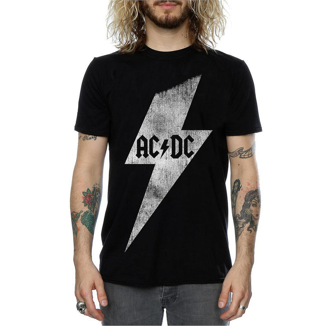 Black - Back - AC-DC Mens Lightning Bolt Cotton T-Shirt