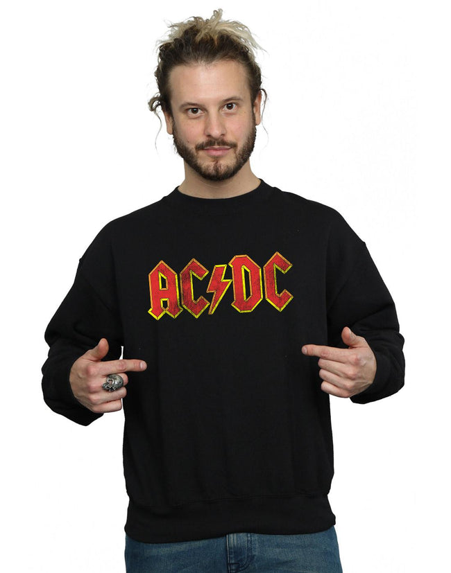 Black - Lifestyle - AC-DC Mens Distressed Logo Cotton Sweatshirt