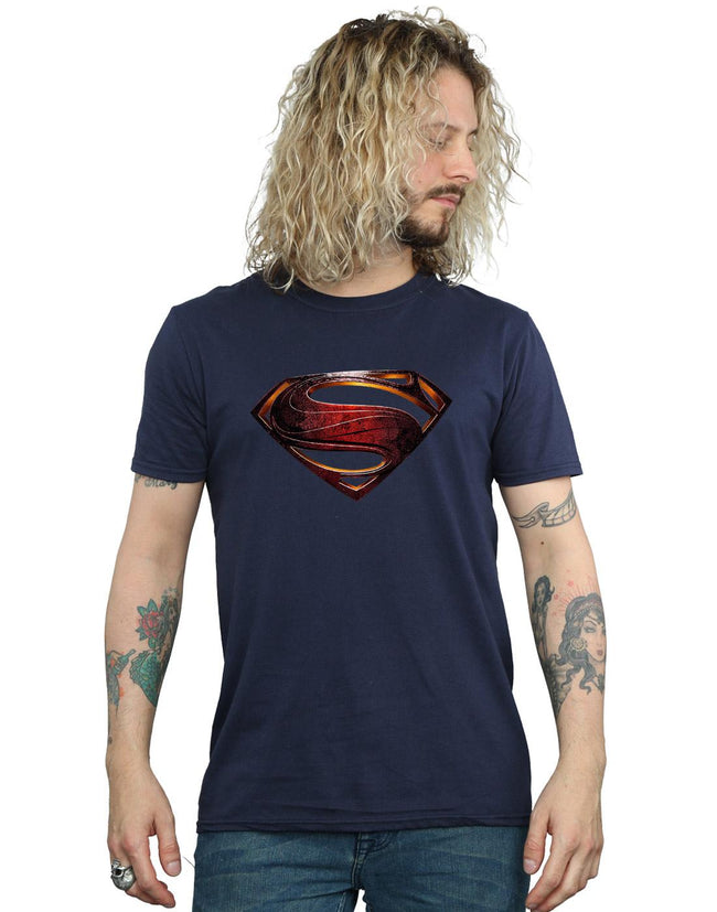 Navy Blue - Back - Superman Mens Logo Cotton T-Shirt