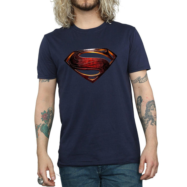 Navy Blue - Side - Superman Mens Logo Cotton T-Shirt