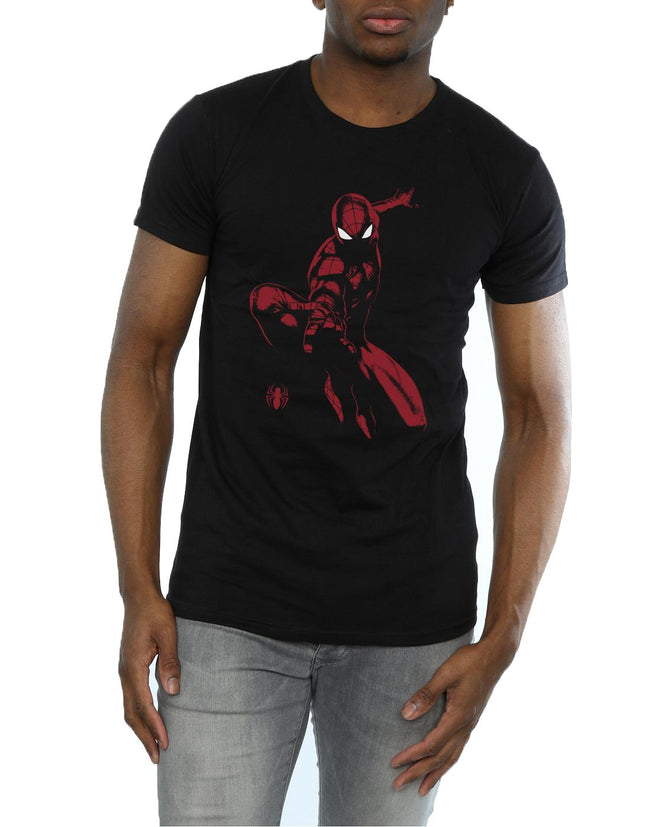 Black - Side - Spider-Man Mens Shadow Cotton T-Shirt