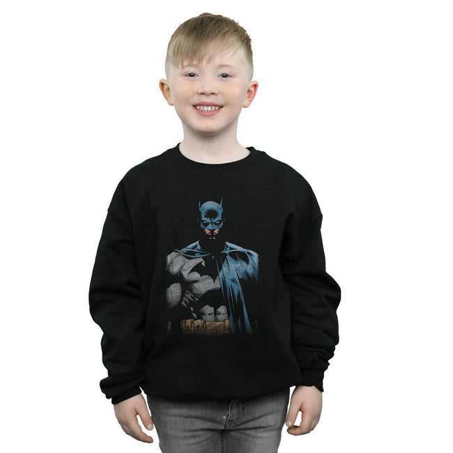 Black - Back - Batman Boys Close Up Cotton Sweatshirt