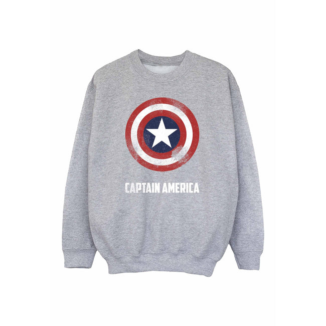 Sports Grey - Front - Captain America Boys Shield Sweatshirt
