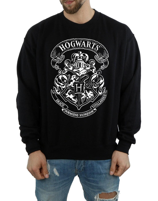 Black - Pack Shot - Harry Potter Mens Hogwarts Crest Cotton Sweatshirt