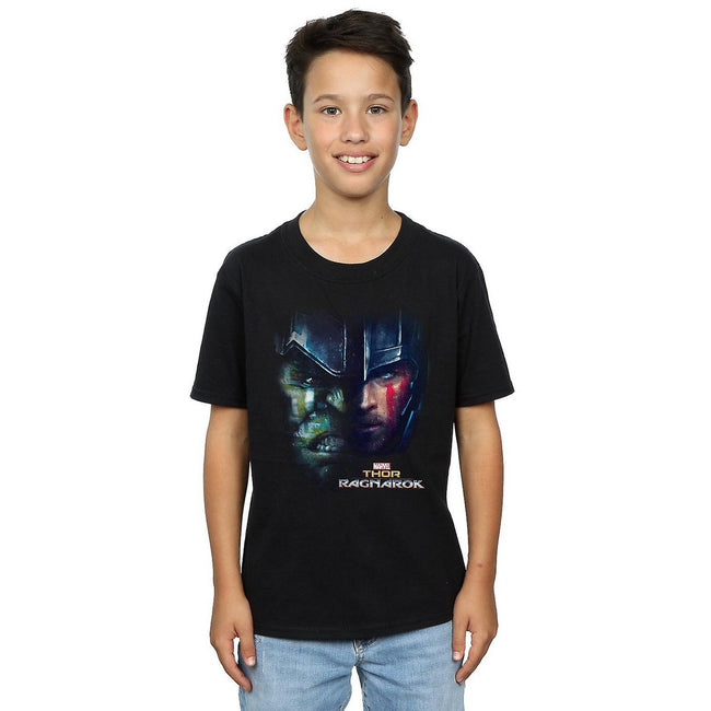 Black - Back - Thor: Ragnarok Boys Hulk Split Face Cotton T-Shirt