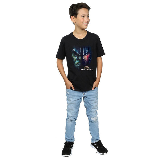Black - Side - Thor: Ragnarok Boys Hulk Split Face Cotton T-Shirt