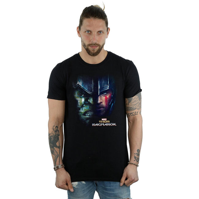 Black - Back - Thor: Ragnarok Mens Hulk Split Face Cotton T-Shirt
